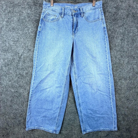 Old Navy Denim - Old Navy Jeans Womens 4 Blue Denim Cotton Mid Rise Wow Baggy Wide Leg Light Wash